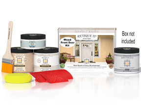 Wood'n Finish Front Door Kit - White Wash — Matte kit contents with door box