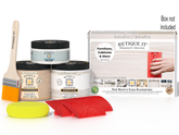 Retique It® Multi-purpose Wood'n Kit in White Wash for wood finishing, shown in the box with application tools.