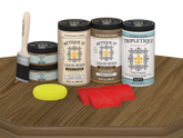 Retique It® barn wood stain countertop kit for full kitchen with matte finish showing wood grain and textured surface.