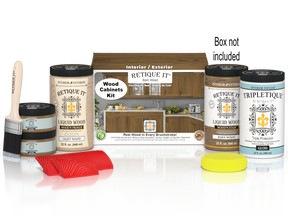 Retique It® Wood'n Cabinet Kit with 12 barn wood grain stained doors, showcasing natural wood texture and grain detail.