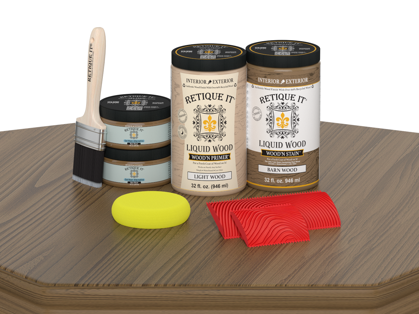 Retique It® Wood'n Cabinet Kit with 12 barn wood-grained doors, stain finish, and natural wood texture for kitchen or cabinet updates.