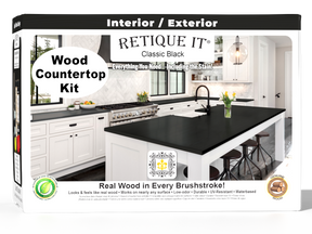Retique It® Classic Black wood countertop kit packaging with a kitchen scene on the box.