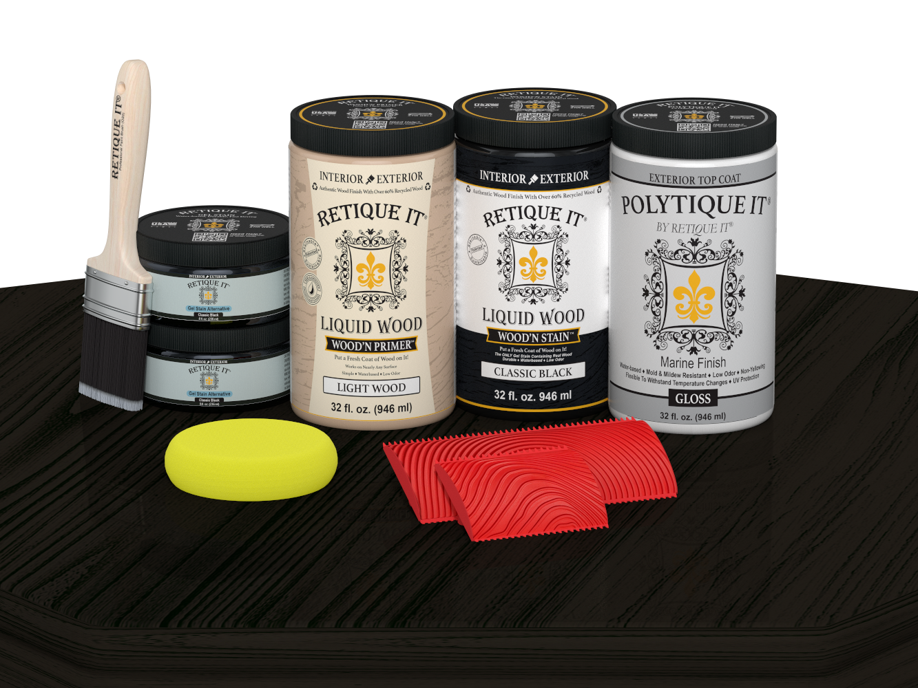 Wood'n Finish Front Door Kit (Double) - Classic Black — Gloss kit contents