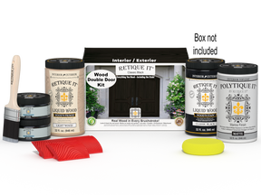 Wood'n Finish Front Door Kit (Double) - Classic Black — Matte kit contents with door box