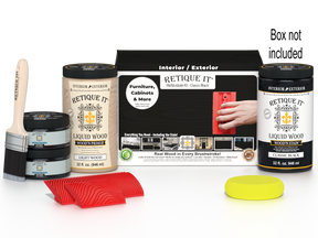 Large black Wood'n Finish Kit by Retique It® with brushes and supplies for wood finishing projects.