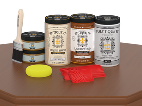 Large Cedar Wood'n Finish Kit by Retique It® for exterior top coating, includes satin wood finish for outdoor wood projects.