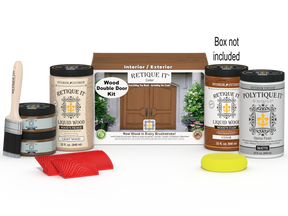 Wood'n Finish Front Door Kit (Double) - Cedar — Matte kit contents with door box