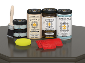 Large Charcoal Wood'n Finish Kit by Retique It® for interior wood projects, includes top coat for a glossy finish.