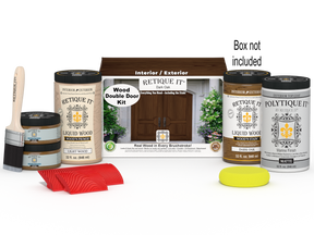 Wood'n Finish Front Door Kit (Double) - Dark Oak — Matte kit contents with door box