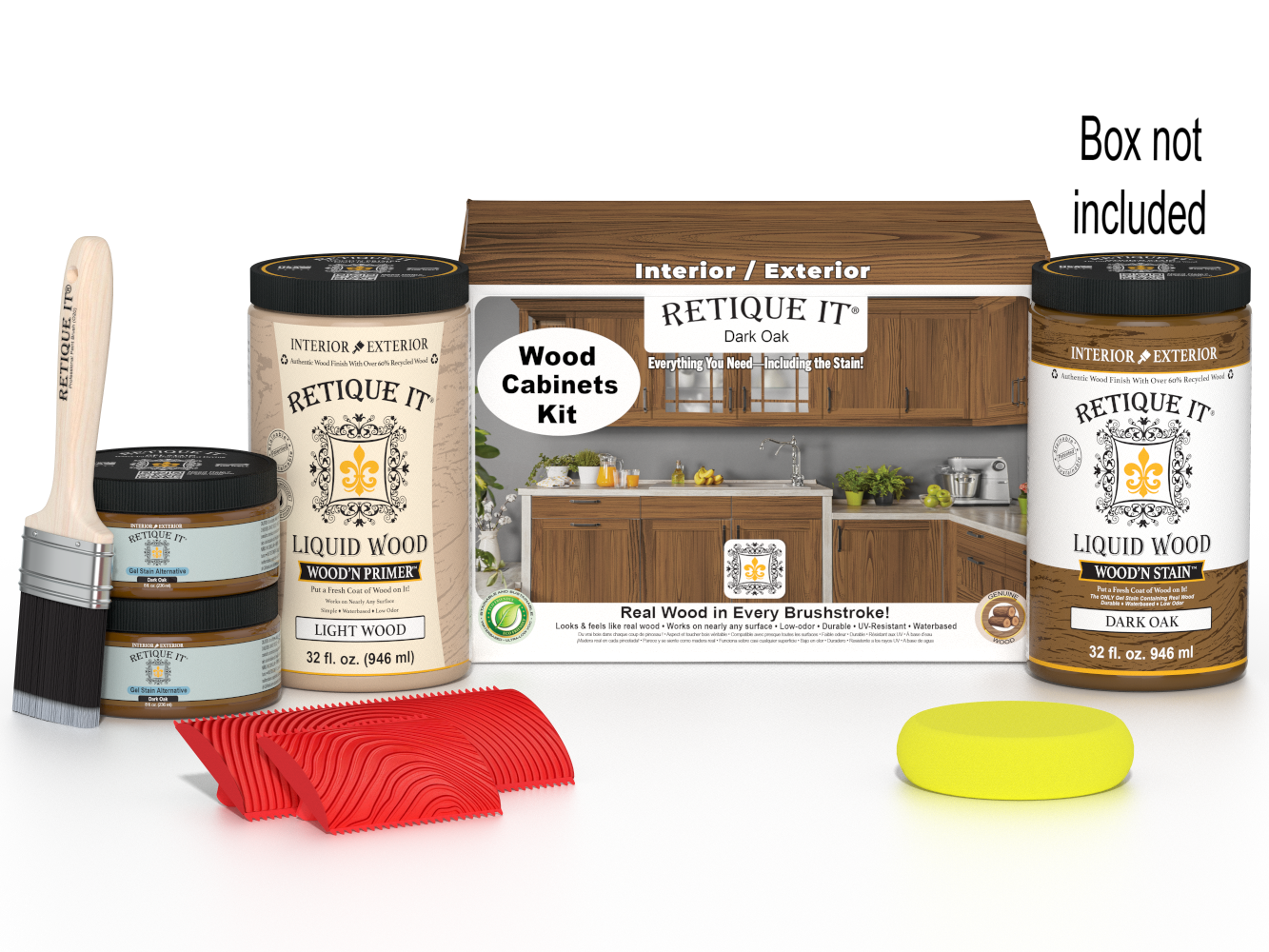 Dark oak Wood'n Cabinet Kit with 12 grained doors from Retique It® featuring natural wood stain finish.