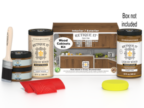 Dark oak Wood'n Cabinet Kit with 12 grained doors from Retique It® featuring natural wood stain finish.