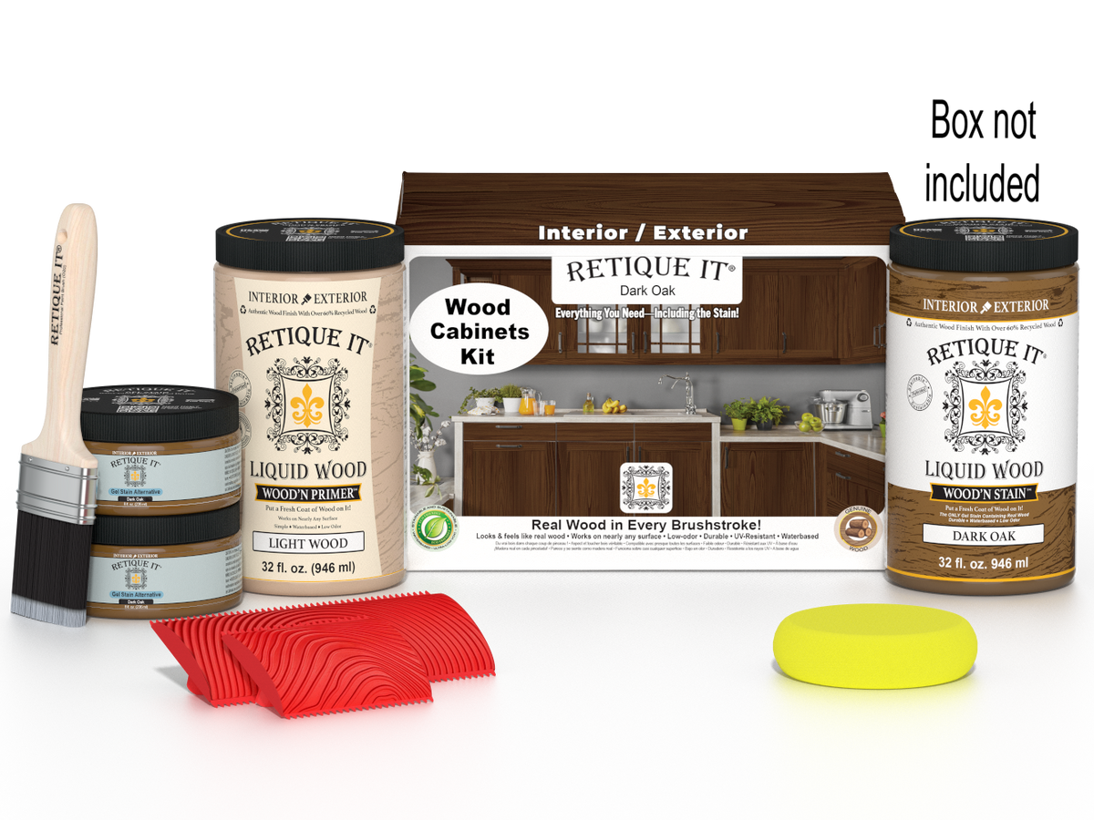 Dark oak Wood'n Cabinet Kit with 12 grained doors by Retique It® for stained wood cabinet projects.