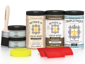 Large Wood'n Kit by Retique It® with driftwood finish, includes interior top coat for multi-purpose wood finishing projects.