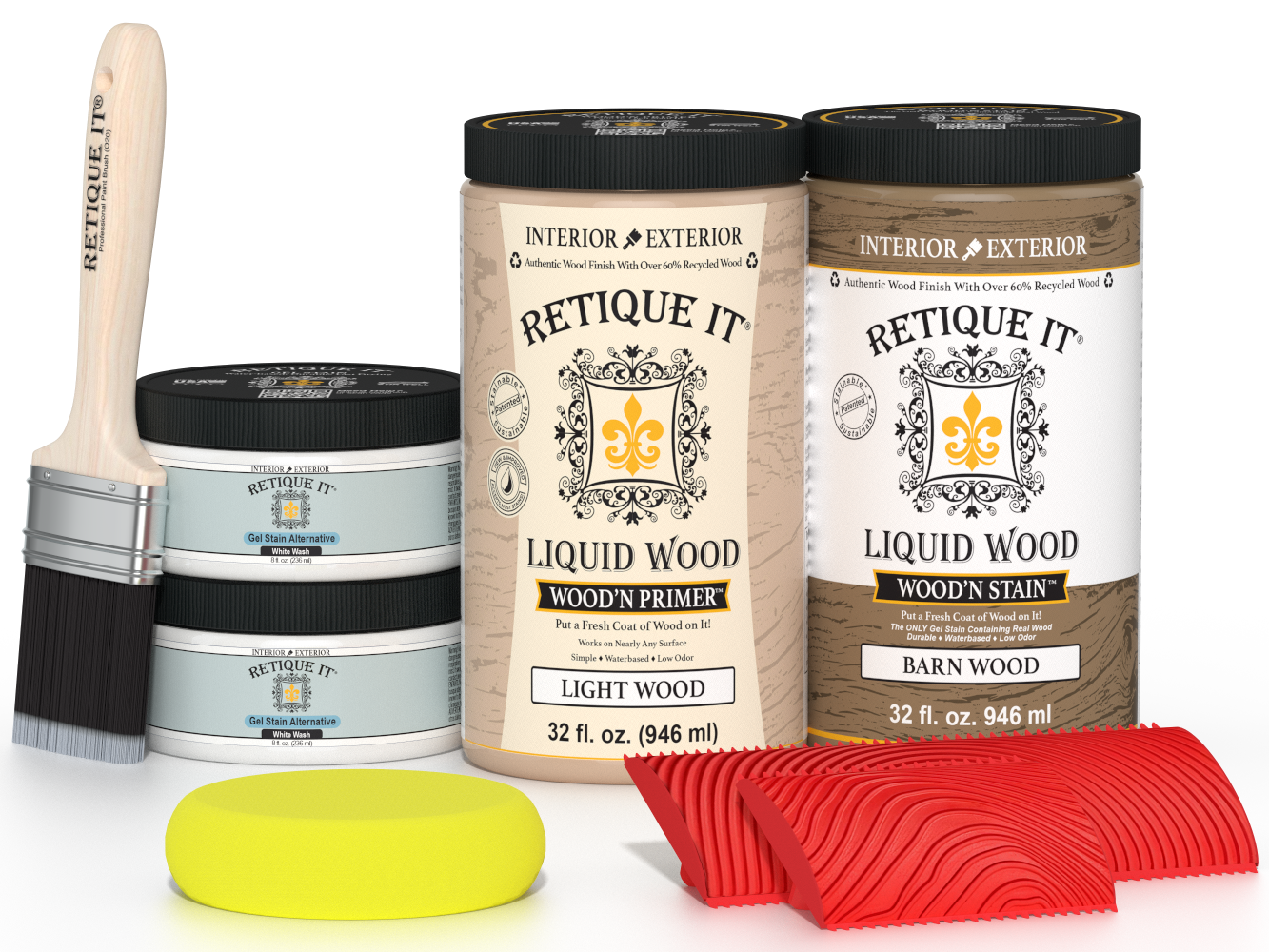 Retique It® Wood'n Cabinet Kit in French Oak stain, featuring 12 grained cabinet doors with a natural wood finish.