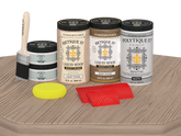 Large French Oak Wood'n Finish Kit by Retique It® with matte exterior top coat, shown on a wooden table.