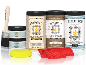 Large French Oak Wood'n Finish Kit by Retique It® for interior top coats, includes wood finish products for multi-purpose wood projects.