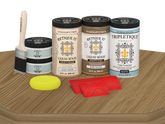 Large French Oak Wood'n Finish Kit by Retique It® for interior top coating, includes matte finish wood surface with tools and materials.
