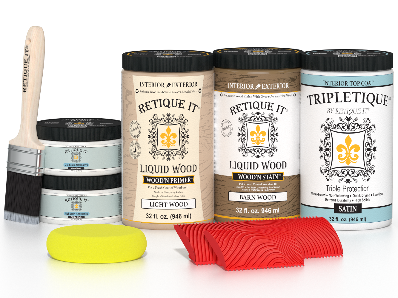 Large French Oak Wood'n Finish Kit by Retique It® with satin top coat for interior wood projects.