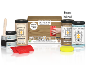 Large French Oak Wood'n Finish Kit by Retique It® for interior top coat application, includes wood finish products and tools.