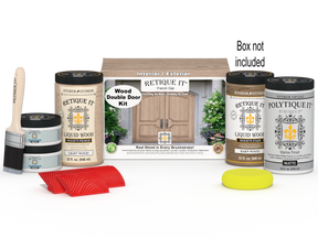 Wood'n Finish Front Door Kit (Double) - French Oak — Matte kit contents with door box
