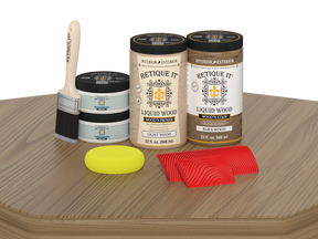 Large French oak Wood'n Finish Kit by Retique It® for multi-purpose wood finishing, shown on a table surface.