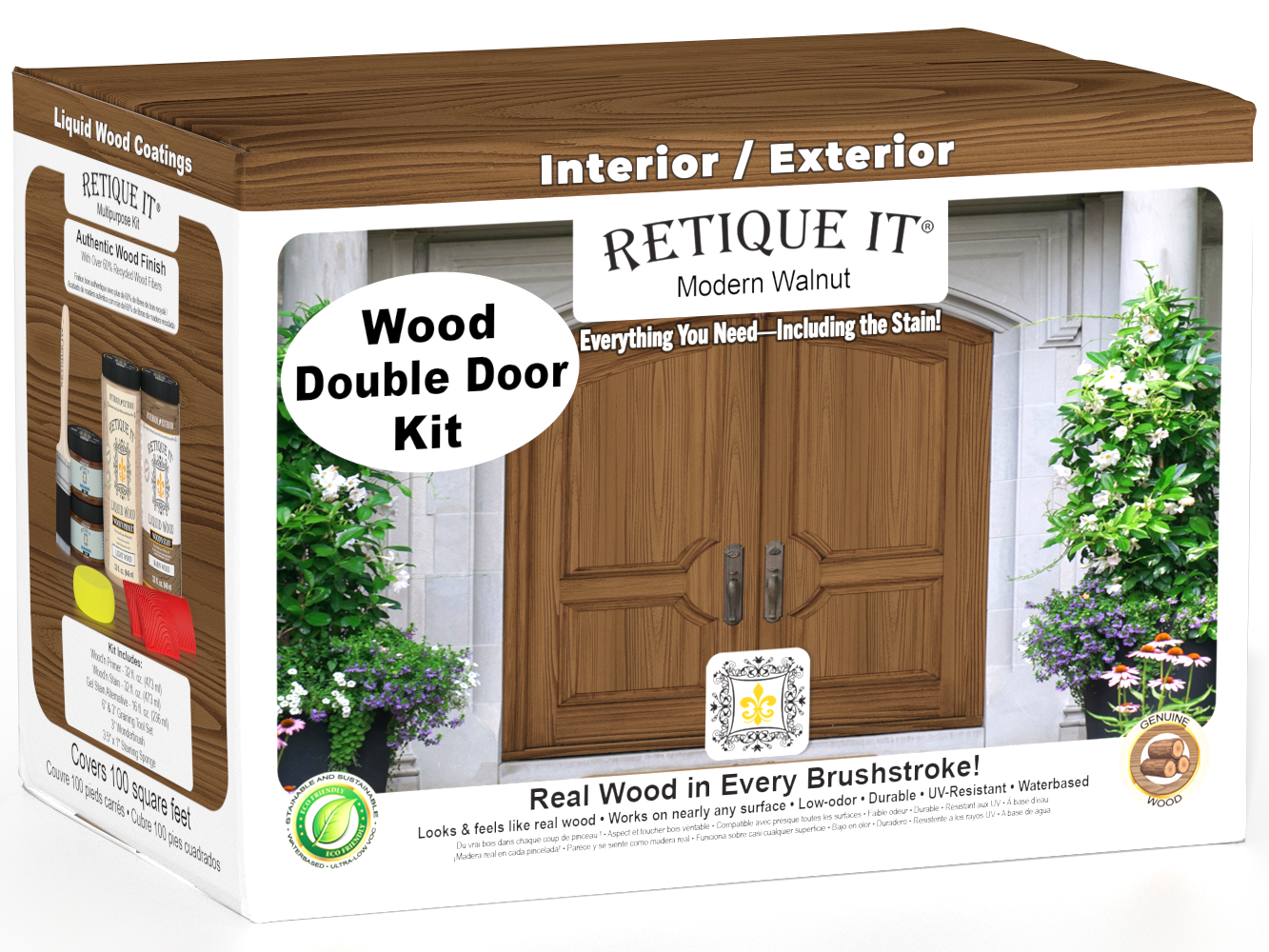 Wood'n Finish Front Door Kit (Double) - Modern Walnut — box hero
