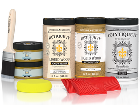 Large Old Oak Wood'n Finish Kit by Retique It® for exterior wood projects, includes gloss top coat in a multi-purpose kit.