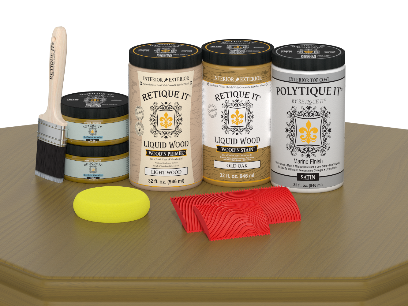 Large Wood'n Kit in Old Oak with satin finish by Retique It®, designed for exterior wood projects and surface protection.