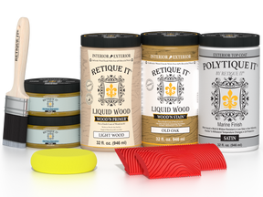 Large Old Oak Wood'n Finish Kit by Retique It® with satin exterior top coat for multi-purpose wood finishing.