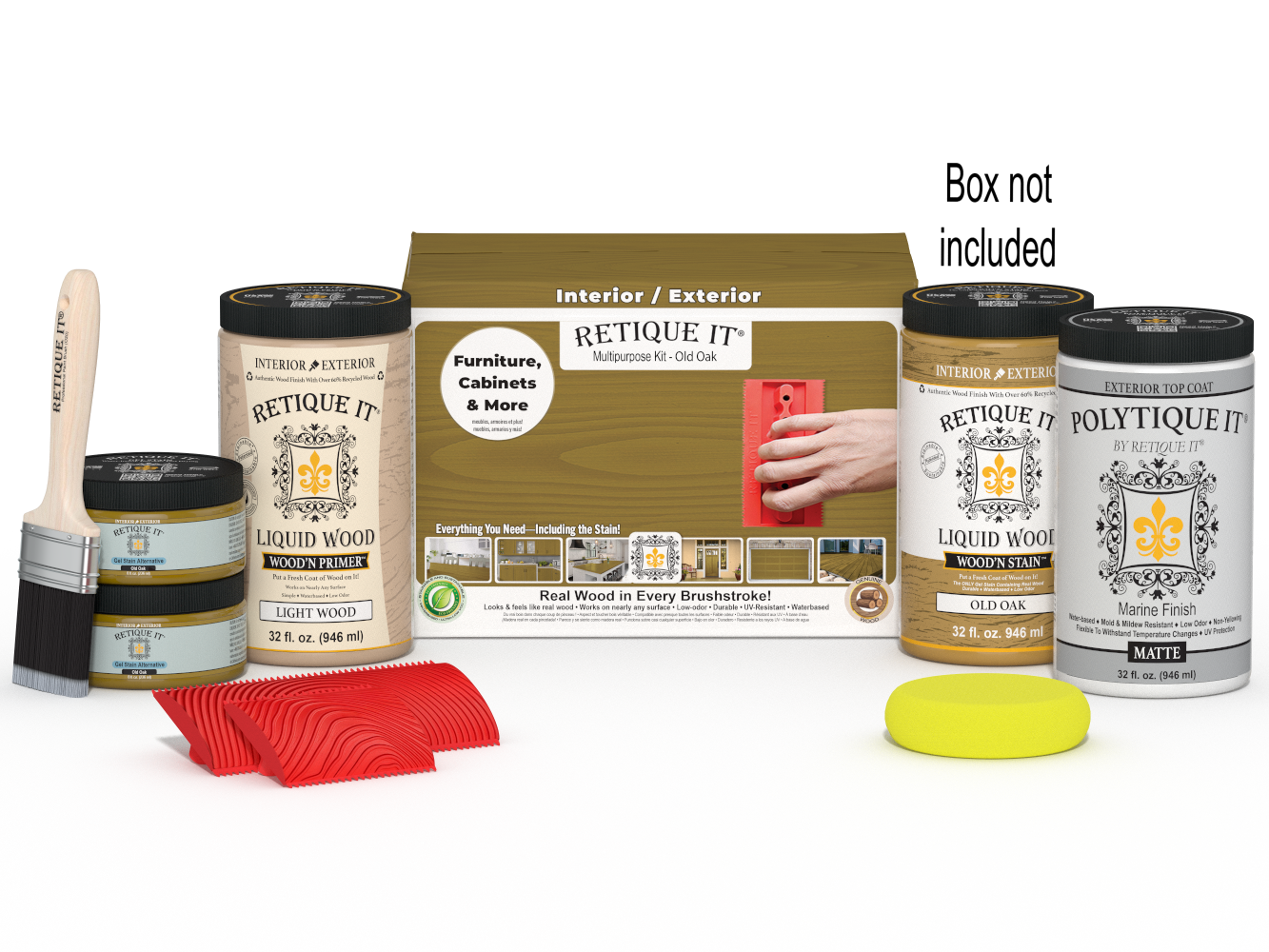 Large Wood'n Kit by Retique It® in Old Oak finish, featuring exterior top coat for multi-purpose wood finishing.