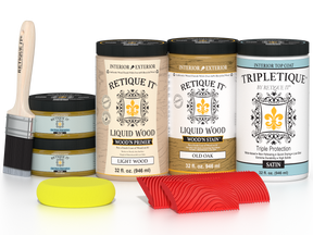 Large Old Oak Wood'n Finish Kit by Retique It® with satin interior top coat for multi-purpose wood finishing projects.