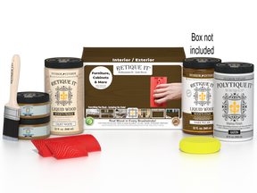 Large Dark Pecan Wood'n Kit by Retique It® with exterior top coat for wood finishing and protection.