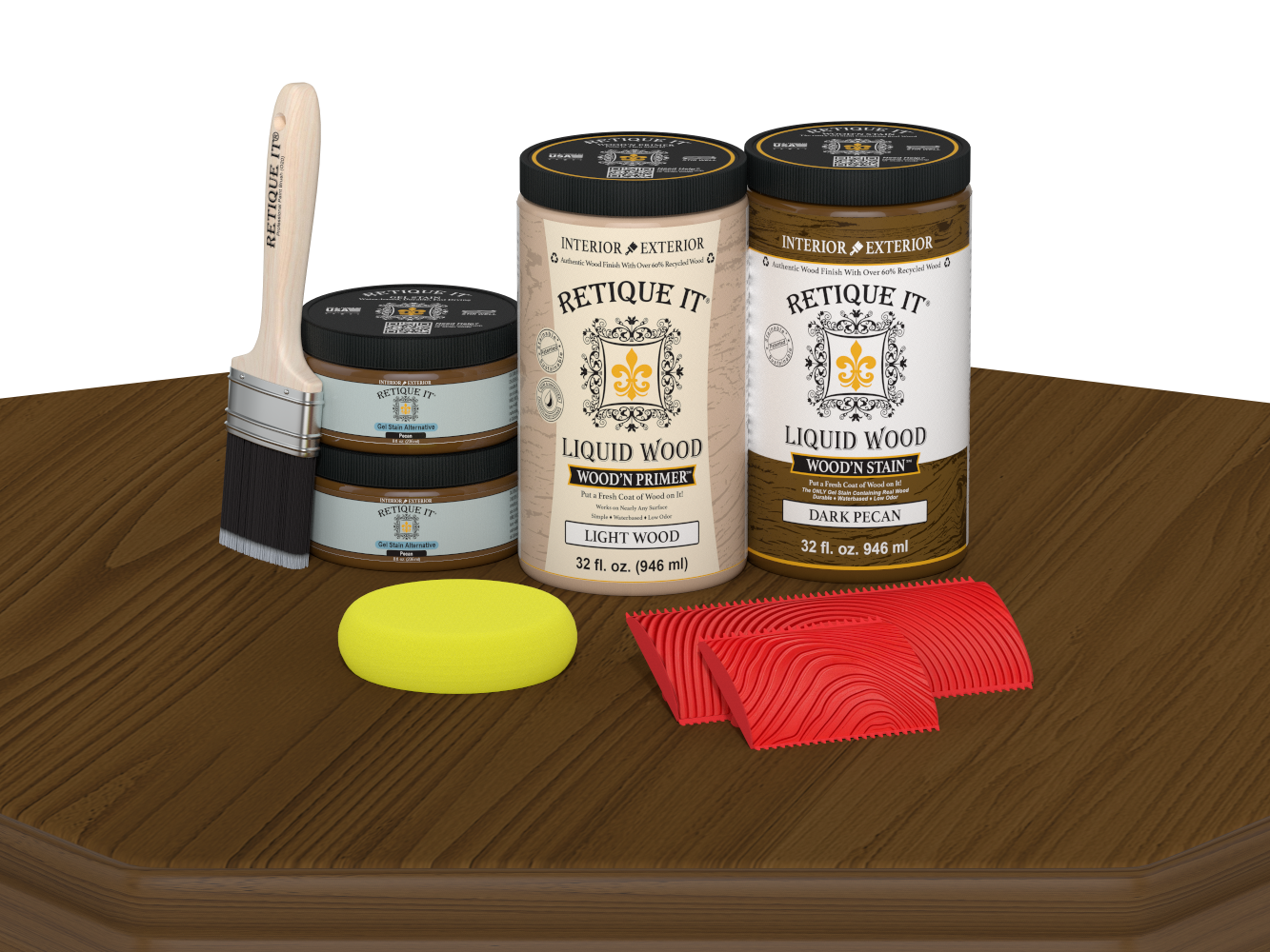 Dark Pecan Wood'n Cabinet Kit by Retique It® featuring 12 grained wood doors for staining and cabinetry projects.