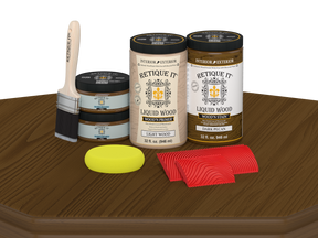 Dark Pecan Wood'n Cabinet Kit by Retique It® featuring 12 grained wood doors for staining and cabinetry projects.