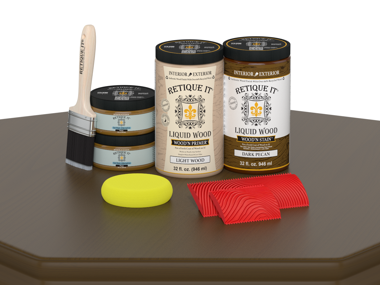 Large Dark Pecan Wood'n Finish Kit by Retique It® for multi-purpose woodworking and finishing projects.