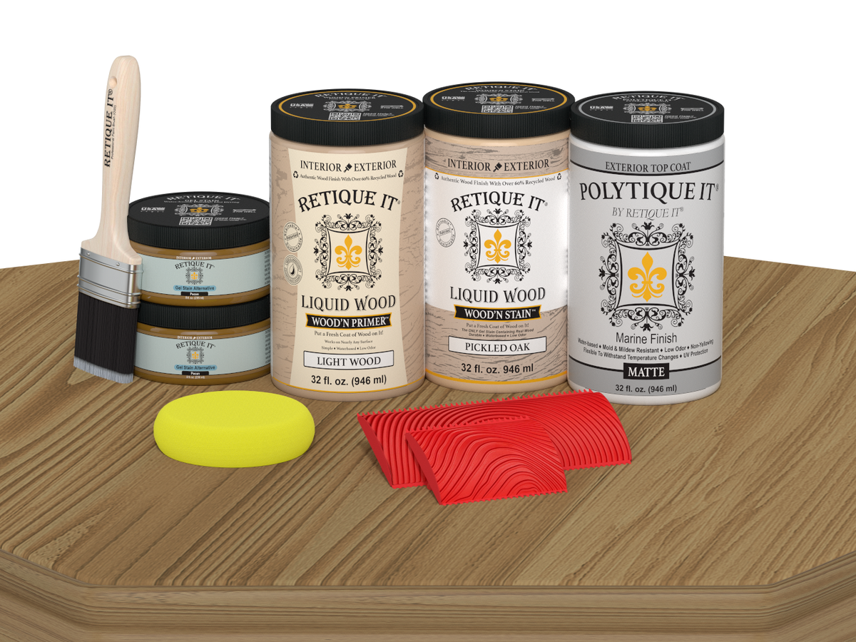 Large Wood'n Kit by Retique It in Pickled Oak finish with matte top coat for exterior wood projects and finishing.