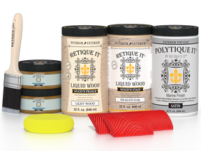 Large Wood'n Kit by Retique It® in Pickled Oak, includes exterior top coat and satin finish for wood projects.
