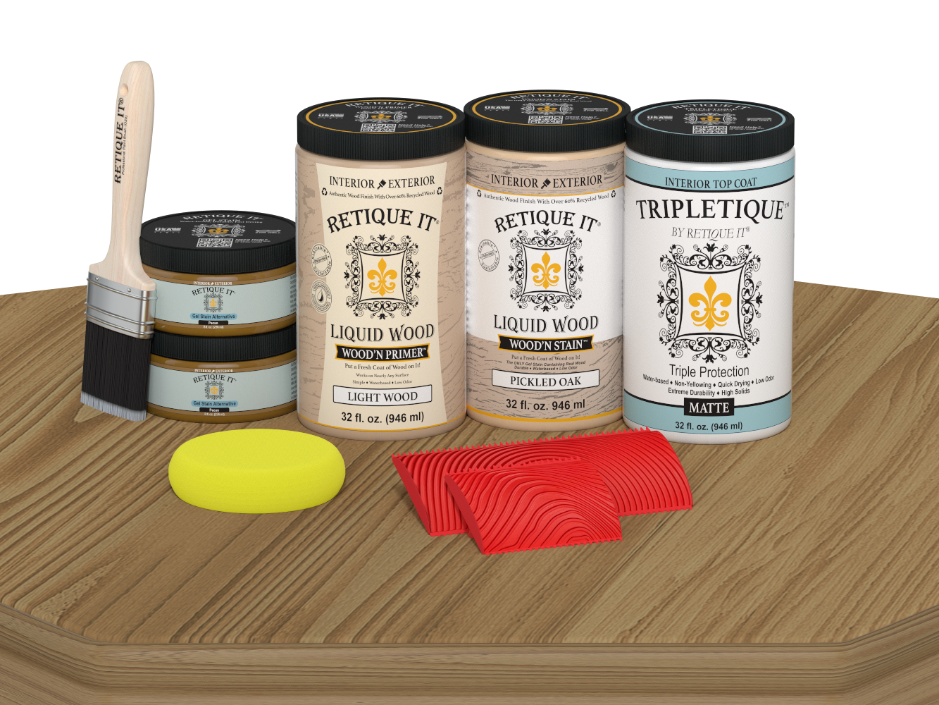 Large Wood'n Kit by Retique It® in Pickled Oak finish, featuring interior top coat with matte finish for wood surfaces.
