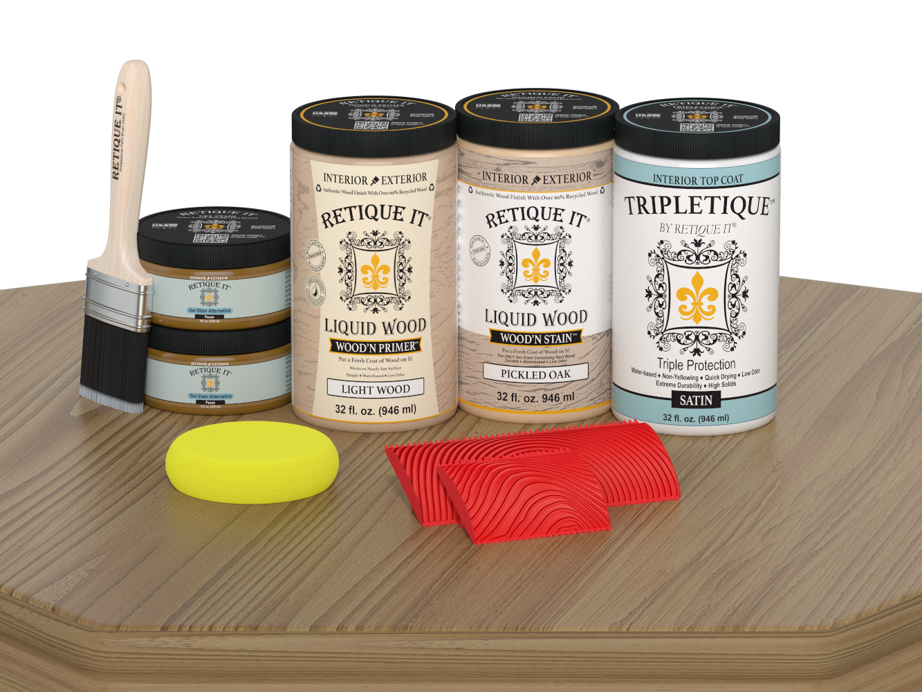 Large Multi-purpose Wood'n Kit in Pickled Oak by Retique It® with satin finish for interior wood projects.