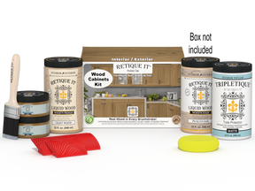 Wood'n Cabinet Kit by Retique It® in pickled oak stain, featuring 12 grained cabinet doors with a natural wood finish.