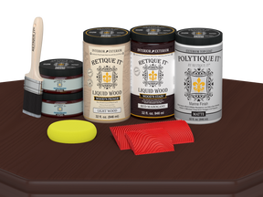 Large Red Mahogany Wood'n Finish Kit by Retique It® with matte exterior top coat for wood projects.