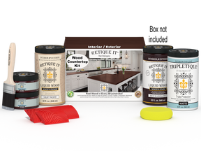 Retique It® red mahogany countertop kit with stain and tools for full kitchen surface renovation.