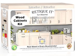Sun-bleached Wood'n Cabinet Kit with 12 grained doors by Retique It® showing a 3D view of cabinet boxes.
