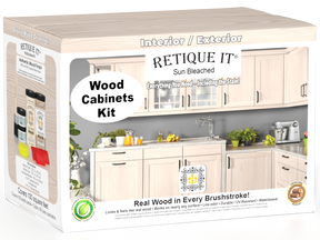 Sun-bleached Wood'n Cabinet Kit with 12 grained doors from Retique It® Wood'n Finish Kits, showcasing a modern cabinet design.