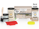 Retique It® Wood'n Cabinet Kit with 12 sun-bleached grained cabinet doors and finishing supplies, designed for woodworking projects.