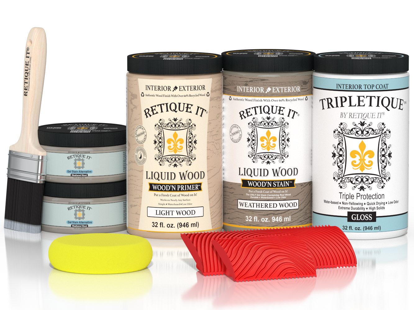 Large Weathered Wood Multi-purpose Wood'n Kit by Retique It® with glossy interior top coat for wood finishing.