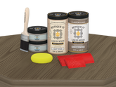 Retique It® Wood'n Cabinet Kit with weathered wood stain, featuring 12 grained cabinet doors on a table display.