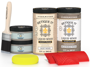Large Weathered Wood Wood'n Finish Kit by Retique It® for multi-purpose wood finishing projects, featuring weathered wood effects.