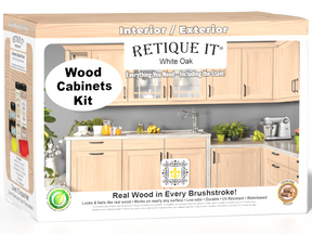 White oak Wood'n Cabinet Kit with 12 grained stained doors, made by Retique It® for a realistic wood finish.