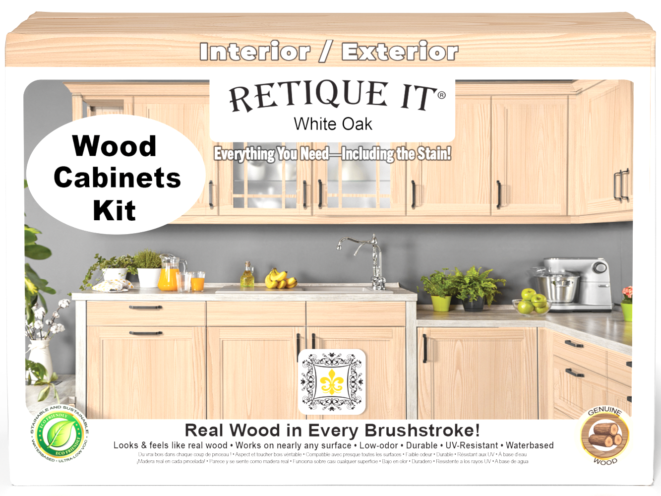 White oak Wood'n Cabinet Kit with 12 grained doors, showcasing natural wood grain and stain finish from Retique It®.